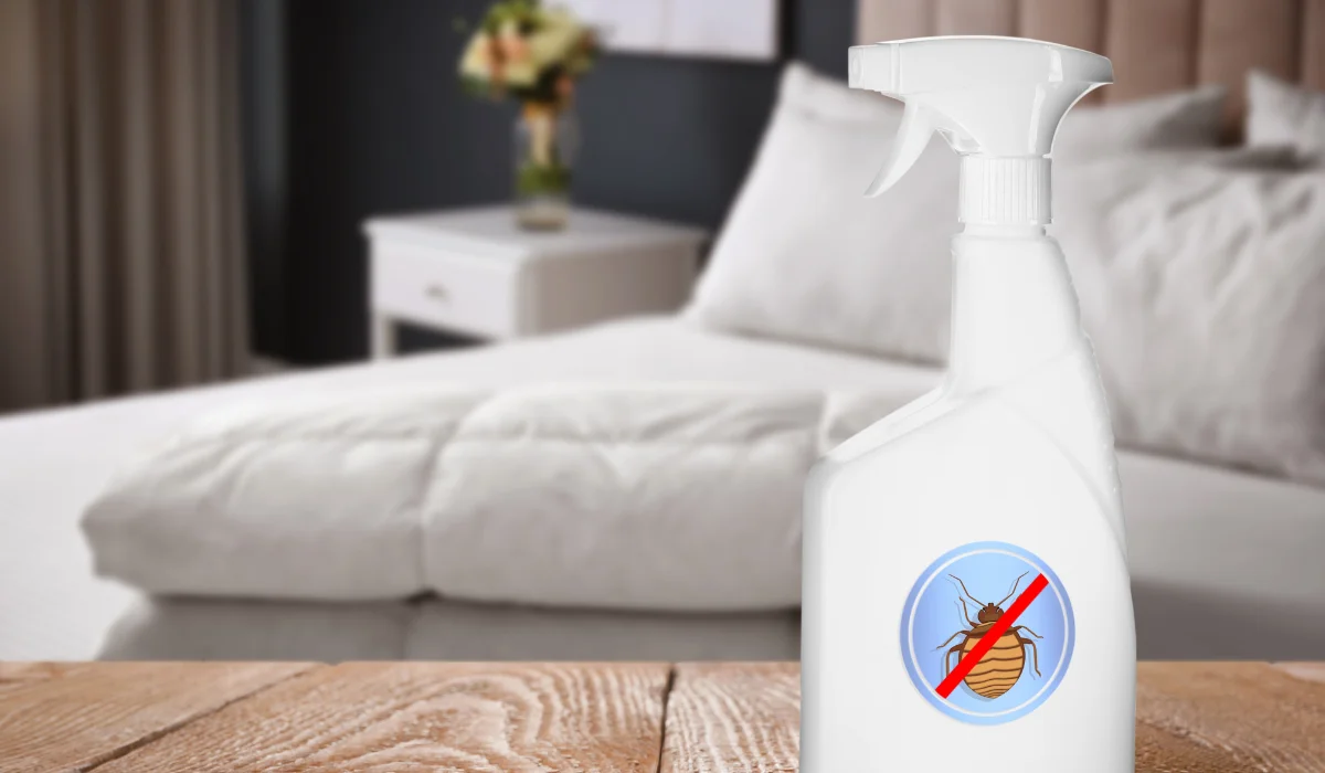 Anti Bed Bug Spray On Wooden Table In Bedroom (1)